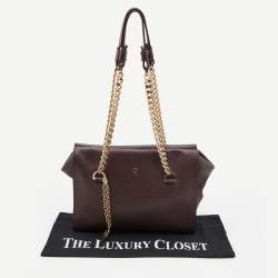 Pre Owned Aigner Burgundy Leather Chain Tote