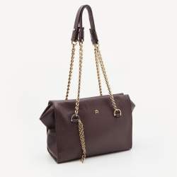 Pre Owned Aigner Burgundy Leather Chain Tote