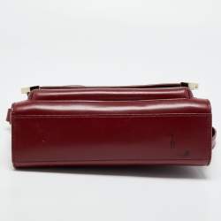 Aigner Burgundy Leather Amber Flap Crossbody Bag