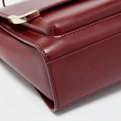 Aigner Burgundy Leather Amber Flap Crossbody Bag