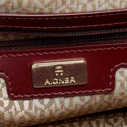 Aigner Burgundy Leather Amber Flap Crossbody Bag