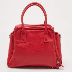 Aigner Red Leather Double Zip Satchel