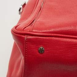 Aigner Red Leather Double Zip Satchel