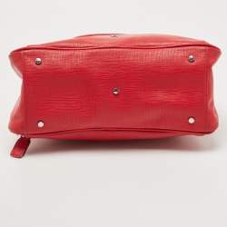 Aigner Red Leather Double Zip Satchel