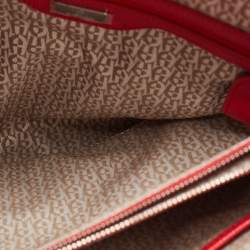 Aigner Red Leather Double Zip Satchel