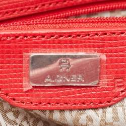 Aigner Red Leather Double Zip Satchel