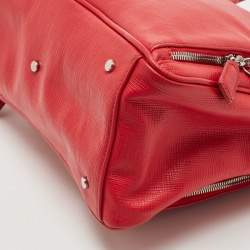 Aigner Red Leather Double Zip Satchel