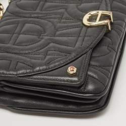 Pre Owned Aigner Black Quilted Leather Diadora Shoulder Bag