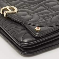 Pre Owned Aigner Black Quilted Leather Diadora Shoulder Bag