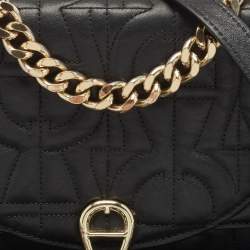 Pre Owned Aigner Black Quilted Leather Diadora Shoulder Bag