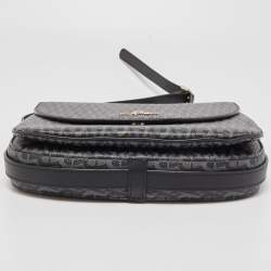 Pre Owned Aigner Black/Grey Signature Coated Canvas and Leather Flap Crossbody Bag 