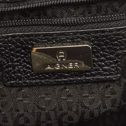Pre Owned Aigner Black Embossed Leather Genoveva Crossbody Bag