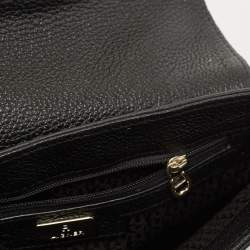 Pre Owned Aigner Black Embossed Leather Genoveva Crossbody Bag