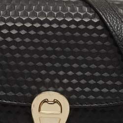 Pre Owned Aigner Black Embossed Leather Genoveva Crossbody Bag
