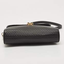 Pre Owned Aigner Black Embossed Leather Genoveva Crossbody Bag