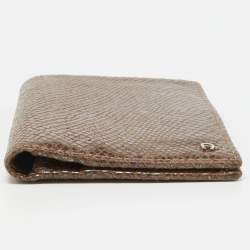 Pre Owned Aigner Brown Shimmer Snakeskin Embossed Leather Bifold Wallet