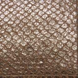 Pre Owned Aigner Brown Shimmer Snakeskin Embossed Leather Bifold Wallet