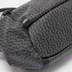 Pre Owned Aigner Black/Dark Grey Signature Coated Canvas and Leather Tote