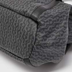 Pre Owned Aigner Black/Dark Grey Signature Coated Canvas and Leather Tote