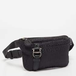 Pre Owned Aigner Black Signature Nylon Logo Belt Bag