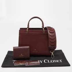 Pre Owned Aigner Burgundy Leather Carol Tote
