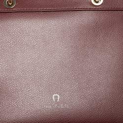 Pre Owned Aigner Burgundy Leather Carol Tote