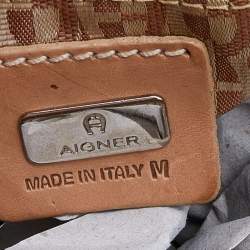 Aigner Beige/Tan Signature Canvas and Canvas Shoulder Bag