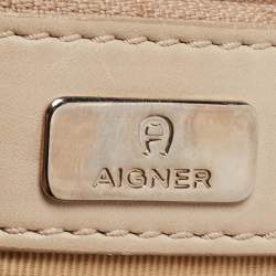 Pre Owned Aigner Beige Python Leather Satchel