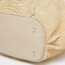 Pre Owned Aigner Beige Python Leather Satchel