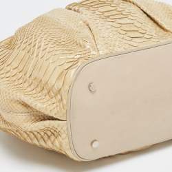 Pre Owned Aigner Beige Python Leather Satchel