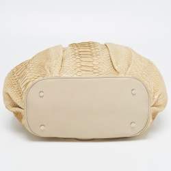 Pre Owned Aigner Beige Python Leather Satchel