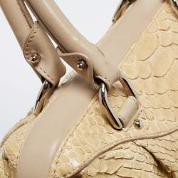 Pre Owned Aigner Beige Python Leather Satchel