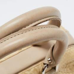 Pre Owned Aigner Beige Python Leather Satchel