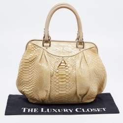 Pre Owned Aigner Beige Python Leather Satchel