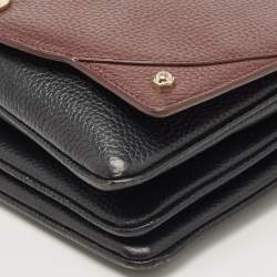 Pre Owned Aigner Burgundy/Black Leather Diadora Shoulder Bag 