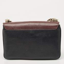 Pre Owned Aigner Burgundy/Black Leather Diadora Shoulder Bag 