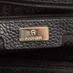 Pre Owned Aigner Burgundy/Black Leather Diadora Shoulder Bag 