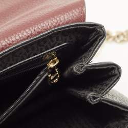 Pre Owned Aigner Burgundy/Black Leather Diadora Shoulder Bag 