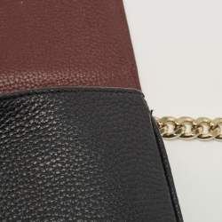 Pre Owned Aigner Burgundy/Black Leather Diadora Shoulder Bag 