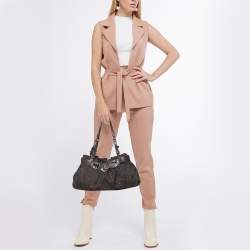 Pre Owned Aigner Brown Signature Canvas and Leather Shoulder Bag