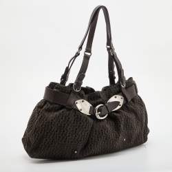 Pre Owned Aigner Brown Signature Canvas and Leather Shoulder Bag
