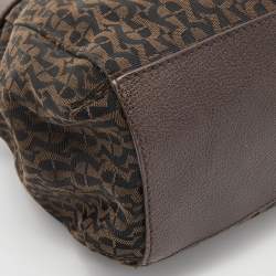 Pre Owned Aigner Brown Signature Canvas and Leather Shoulder Bag