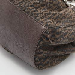 Pre Owned Aigner Brown Signature Canvas and Leather Shoulder Bag