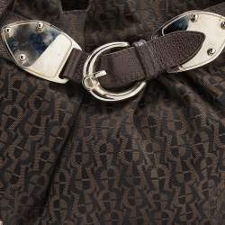 Pre Owned Aigner Brown Signature Canvas and Leather Shoulder Bag