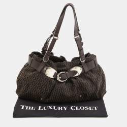 Pre Owned Aigner Brown Signature Canvas and Leather Shoulder Bag