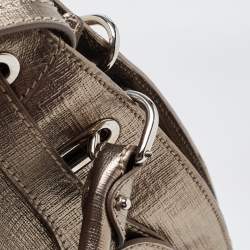 Aigner Gold Laminated Canvas Top Handle Bag