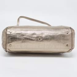 Aigner Gold Laminated Canvas Top Handle Bag