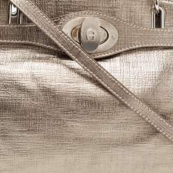 Aigner Gold Laminated Canvas Top Handle Bag