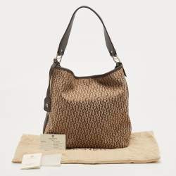 Aigner Beige/Brown Signature Canvas and Leather Hobo