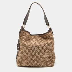 Aigner Beige/Brown Signature Canvas and Leather Hobo